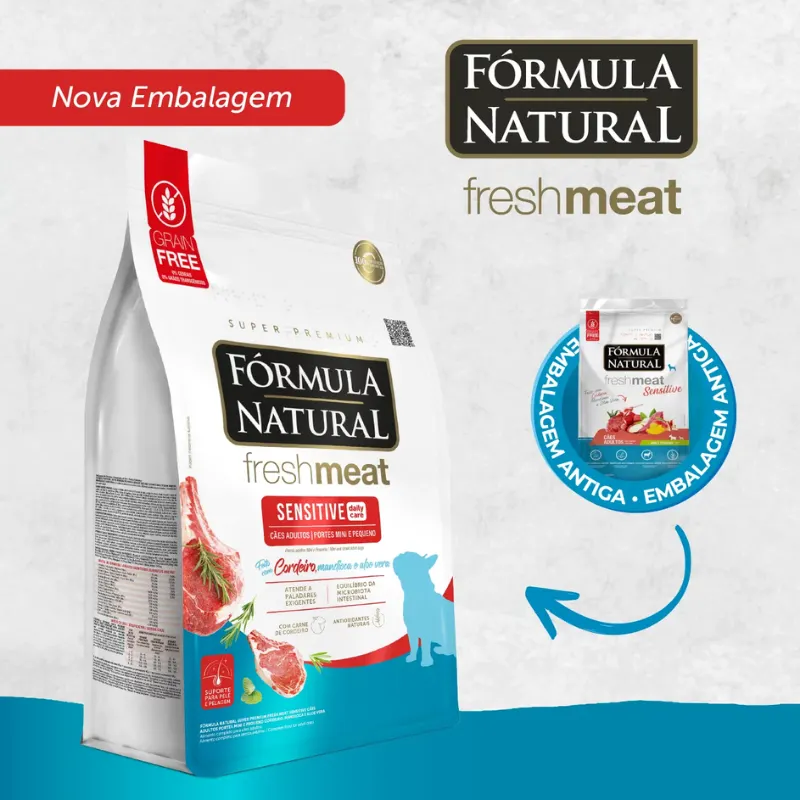 Ração  Fórmula Natural Fresh Meat Sensitive Cães Adultos Mini e Pequeno