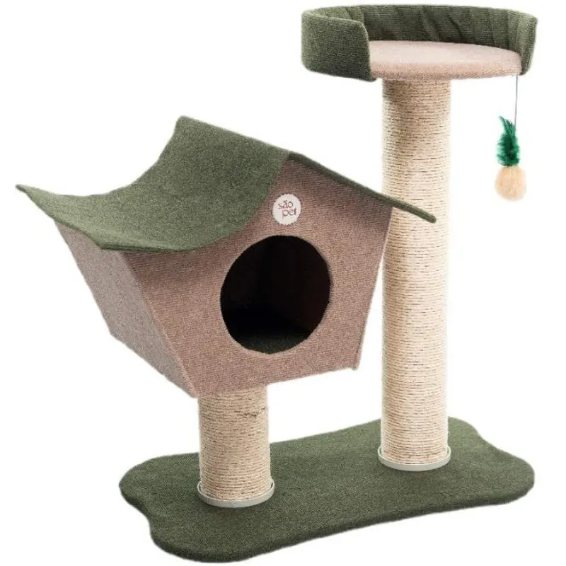 Arranhador São Pet Refugio Verde e Bege
