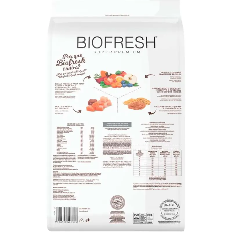 Ração Biofresh Cão Adt Castrado Grande Gigante MIx Carne
