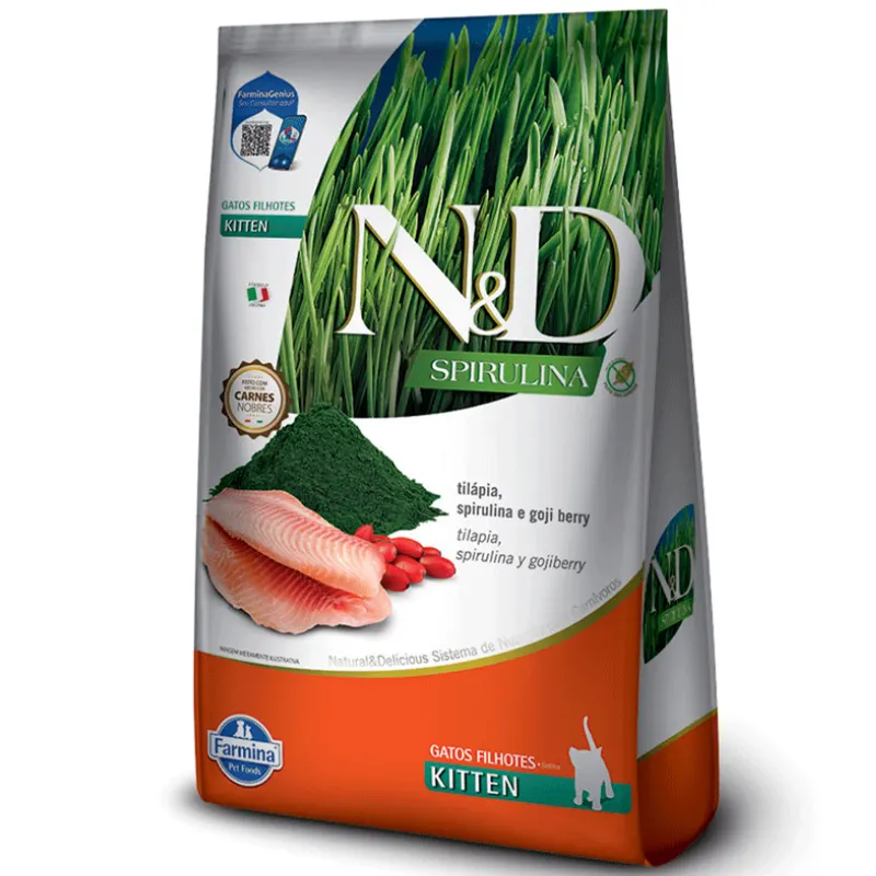 Ração N&D Spirulina Gatos Filhotes Tilápia 1,5 Kg