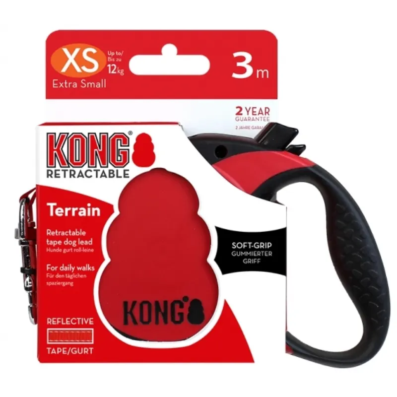 Guia Kong Paw Terrain Red Extra Pequeno para Cães