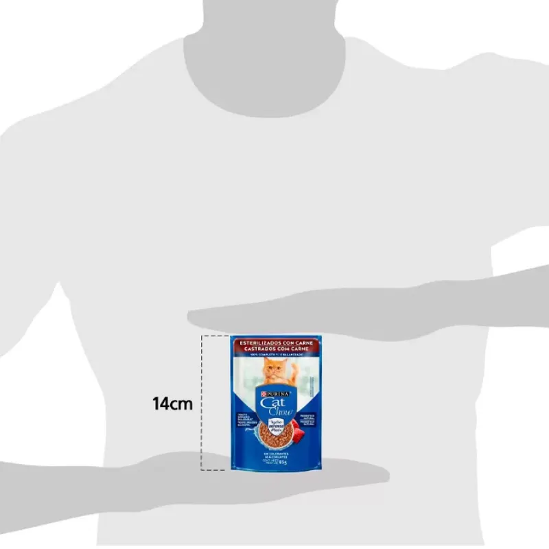 Cat Chow Sachê para Gatos Adultos Castrados Sabor Carne 85 g