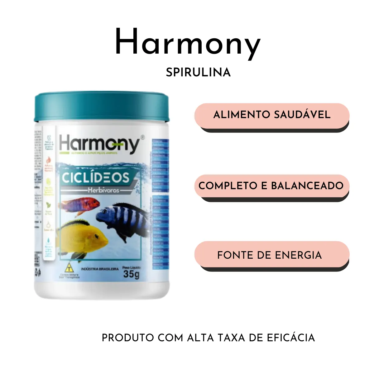 Ração para peixes Ciclídeos Herbívoros 35g- Minas Nutri