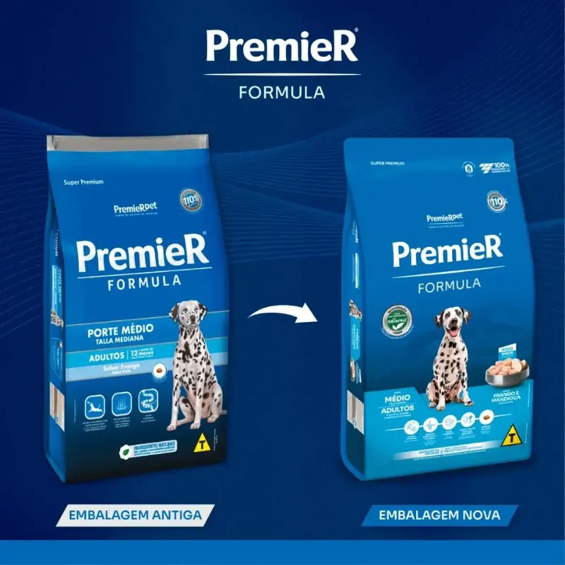 Ração Premier Fórmula Cães Adultos Raças Médias Sabor Frango