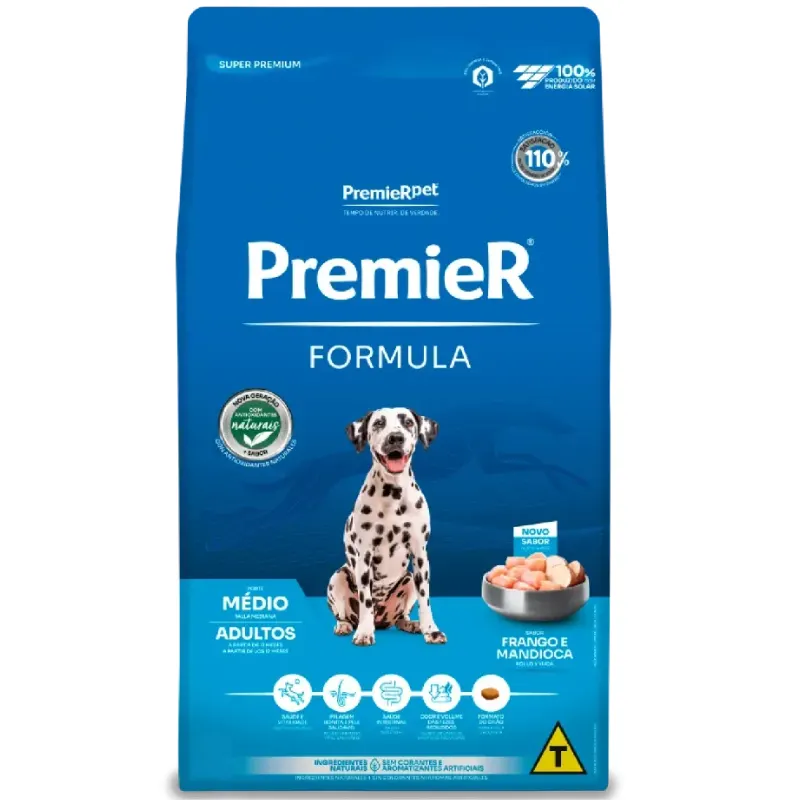 Ração Premier Fórmula Cães Adultos Raças Médias Sabor Frango