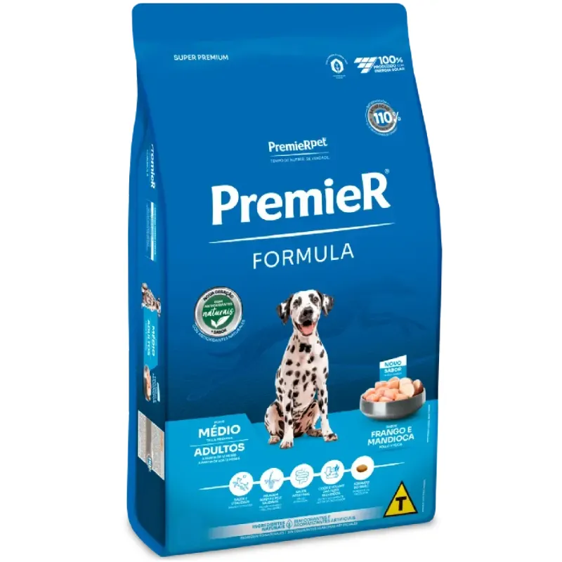 Ração Premier Fórmula Cães Adultos Raças Médias Sabor Frango