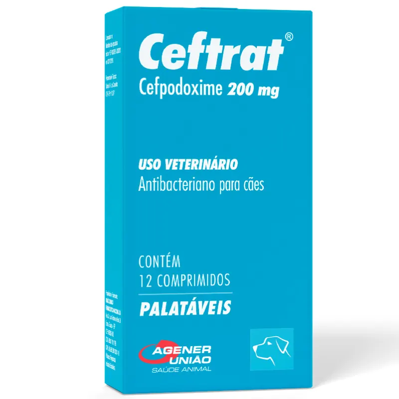 Antibacteriano Agener União Ceftrat 200mg para Cães 12 Comprimidos