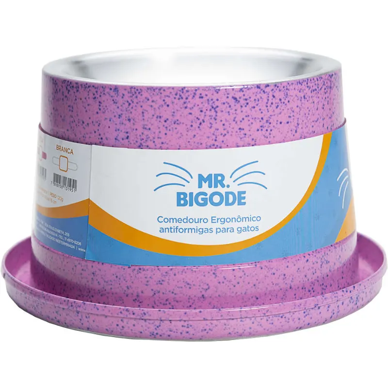 Comedouro Antiformiga para Gatos Mr. Bigode NF Pet Rosa 140 ml