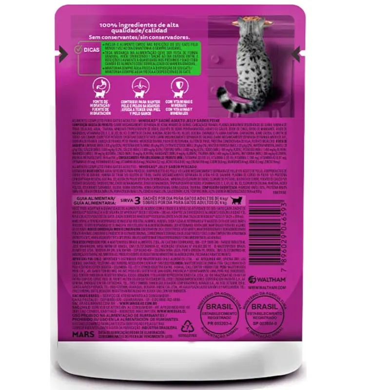 Sache Whiskas  para Gatos Adultos Sabor Peixe Jelly 85 g