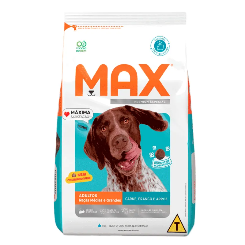 Ração Max Cães Adultos Médio Grande Carne Frango Arroz