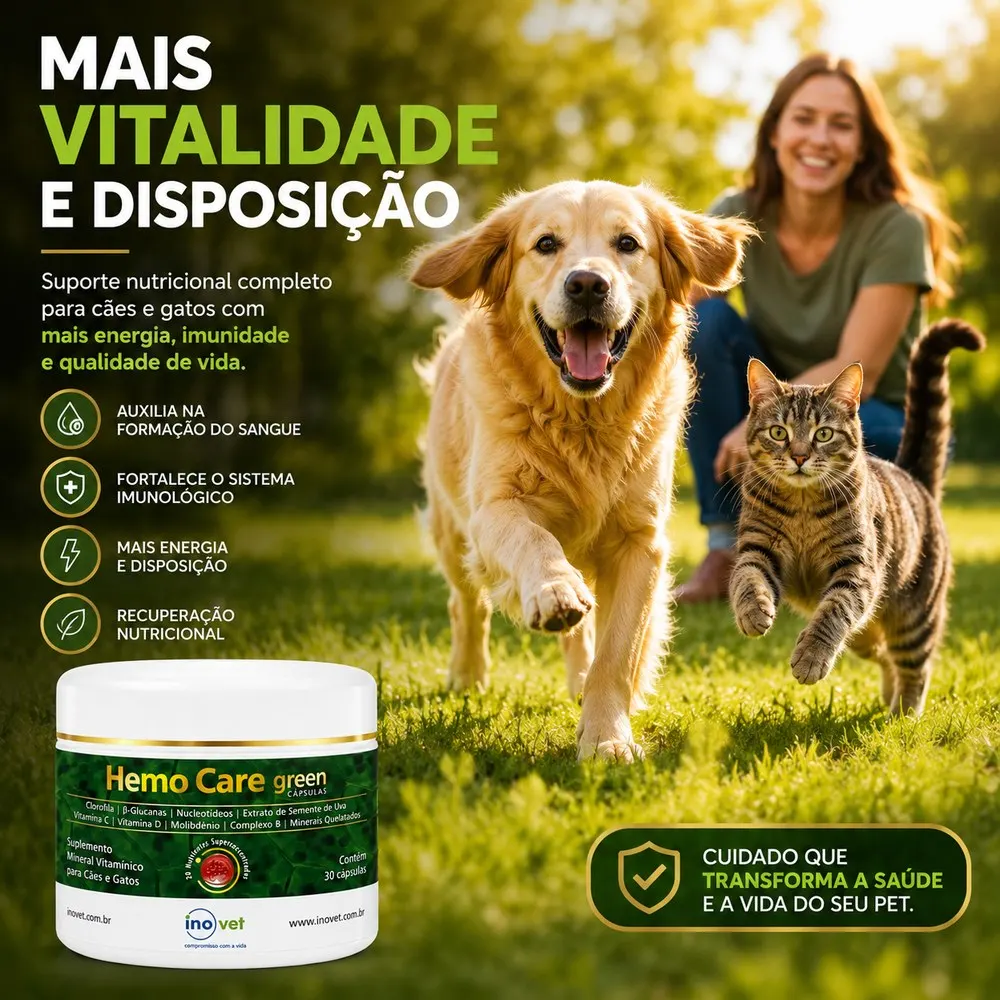 Hemo Care Green Suplemento Vitamínico 30 Cápsulas Inovet