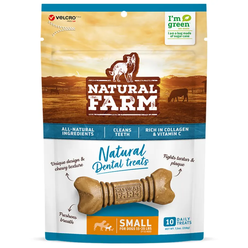 Snack Natural Farm Dental Treats para Cães de Porte Pequeno 210g