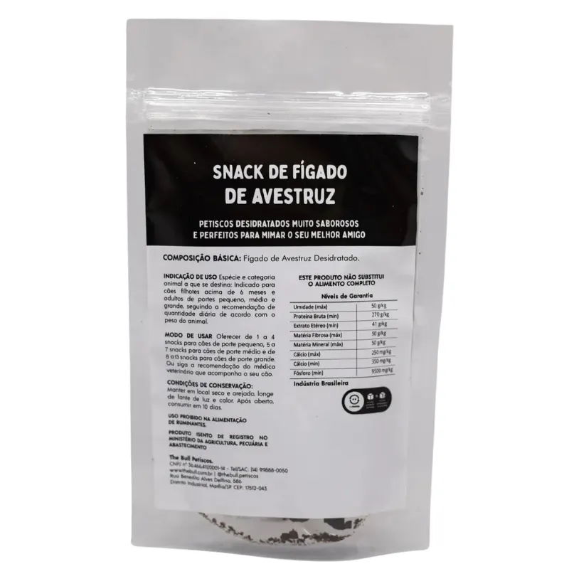 Snack Fígado de Avestruz The Bull 60 g