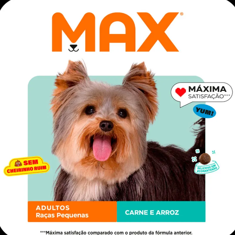 Ração Max para Cães Adultos Raças Pequenas Sabor Carne e Arroz 3 Kg