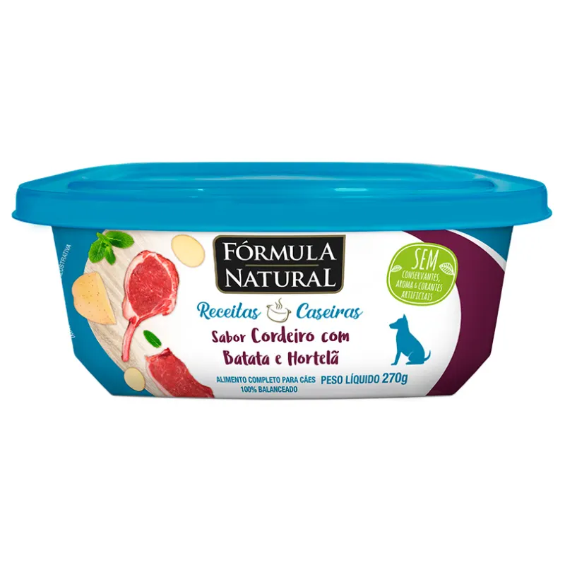 Fórmula Natural Receitas Caseiras para Cães Adultos Sabor Cordeiro com Batata e Hortelã 270g