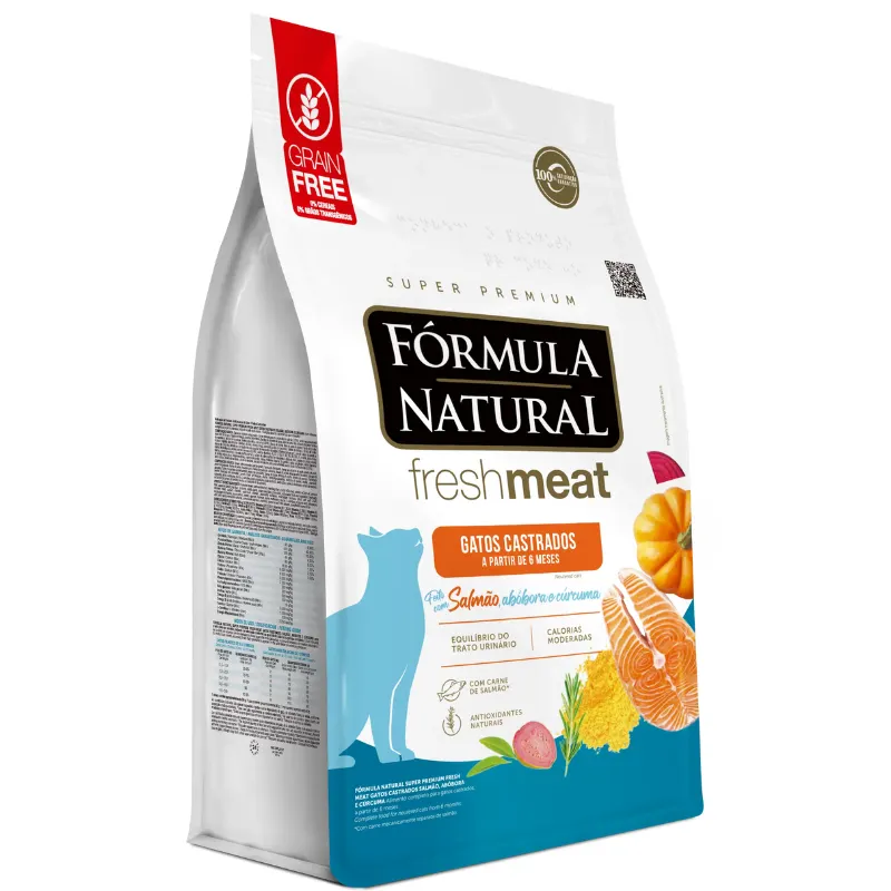 Ração  Fórmula Natural Fresh Meat Gatos Castrados Sabor Salmão