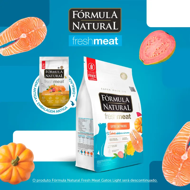 Ração  Fórmula Natural Fresh Meat Gatos Castrados Sabor Salmão