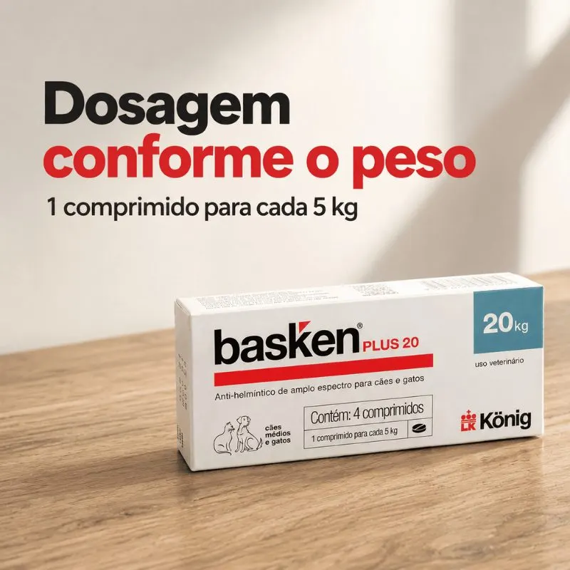 Antiparasitário Basken Plus König 20 para Cães e Gatos 4 Comprimidos