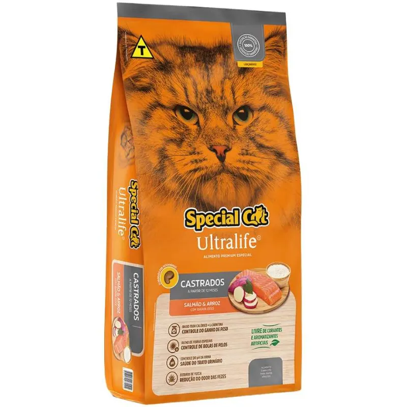 Ração Seca Special Cat Ultralife Salmão Gatos Castrados