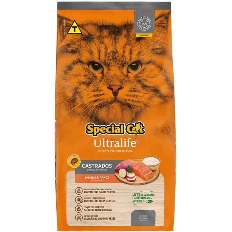 Ração Seca Special Cat Ultralife Salmão Gatos Castrados