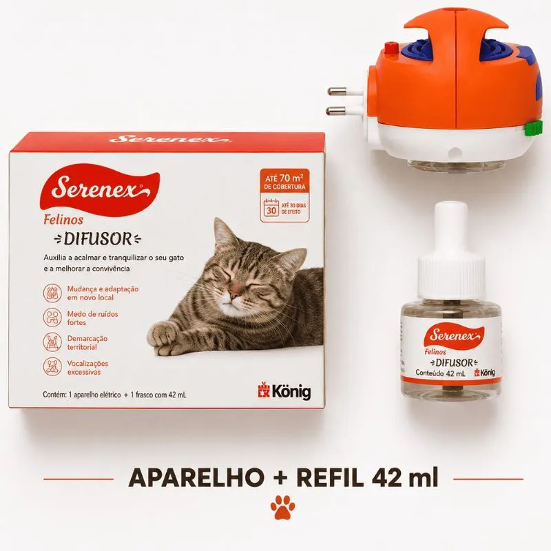 Difusor Felino Serenex Feromônio Gatos König 42ml Com Refil