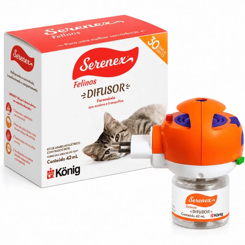 Difusor Felino Serenex Feromônio Gatos König 42ml Com Refil