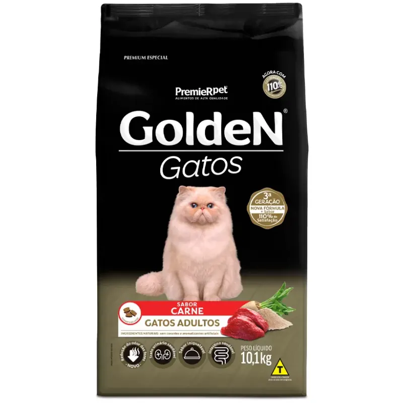 Ração Golden para Gatos Adultos Sabor Carne