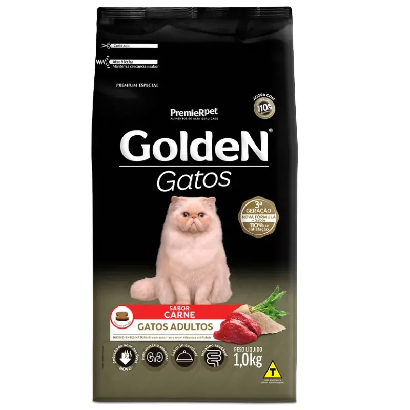 Ração Golden para Gatos Adultos Sabor Carne