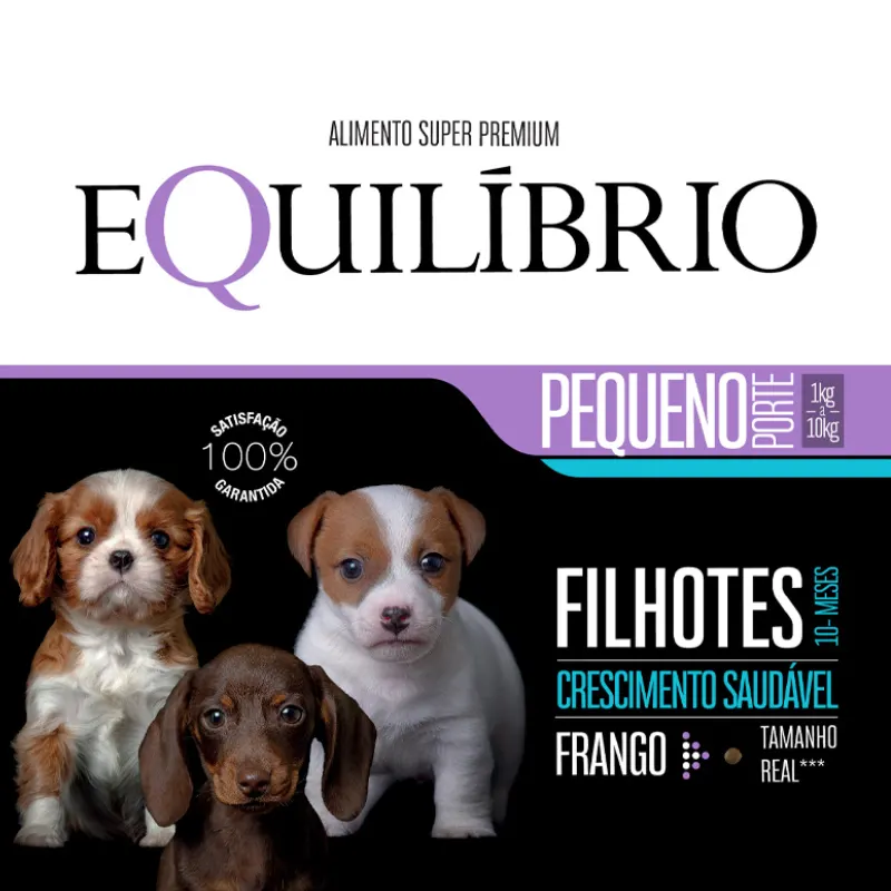 Ração Equilíbrio para Cães Filhotes Porte Pequeno Sabor Frango  2,5 Kg
