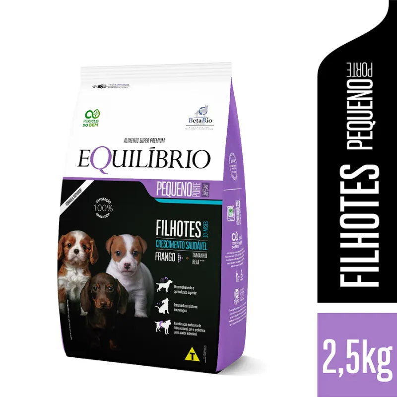 Ração Equilíbrio para Cães Filhotes Porte Pequeno Sabor Frango  2,5 Kg