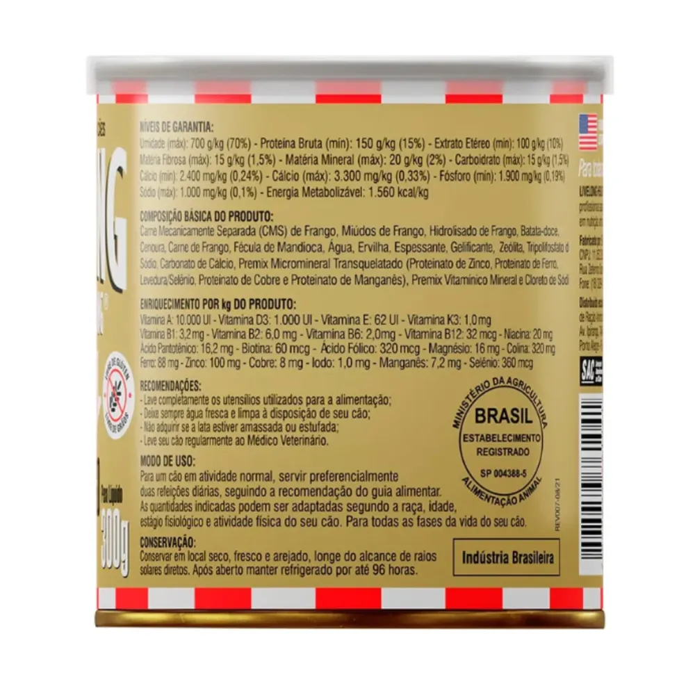 Ração Úmida Livelong Frango com Batata-Doce para Cães 300g