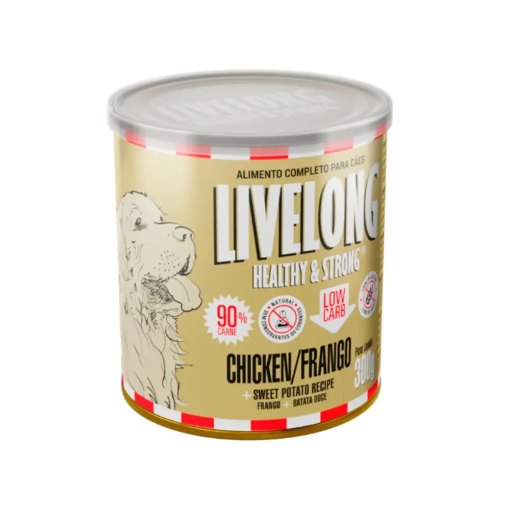 Ração Úmida Livelong Frango com Batata-Doce para Cães 300g