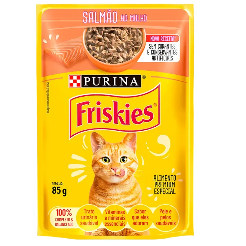 Friskies Sachês para Gatos Adultos Sabor Salmão 85g