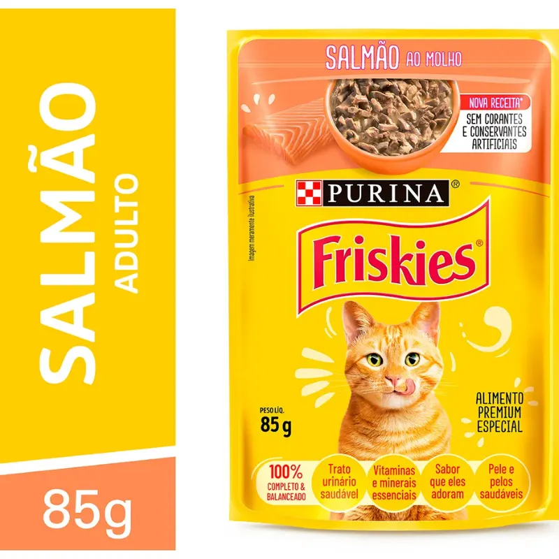 Friskies Sachês para Gatos Adultos Sabor Salmão 85g