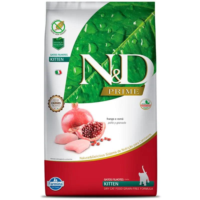 Ração N&D Prime Kitten Gatos Filhotes Frango e Romã 1,5 kg