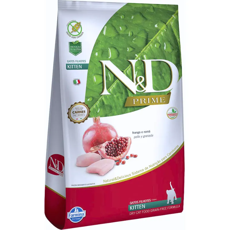 Ração N&D Prime Kitten Gatos Filhotes Frango e Romã 1,5 kg
