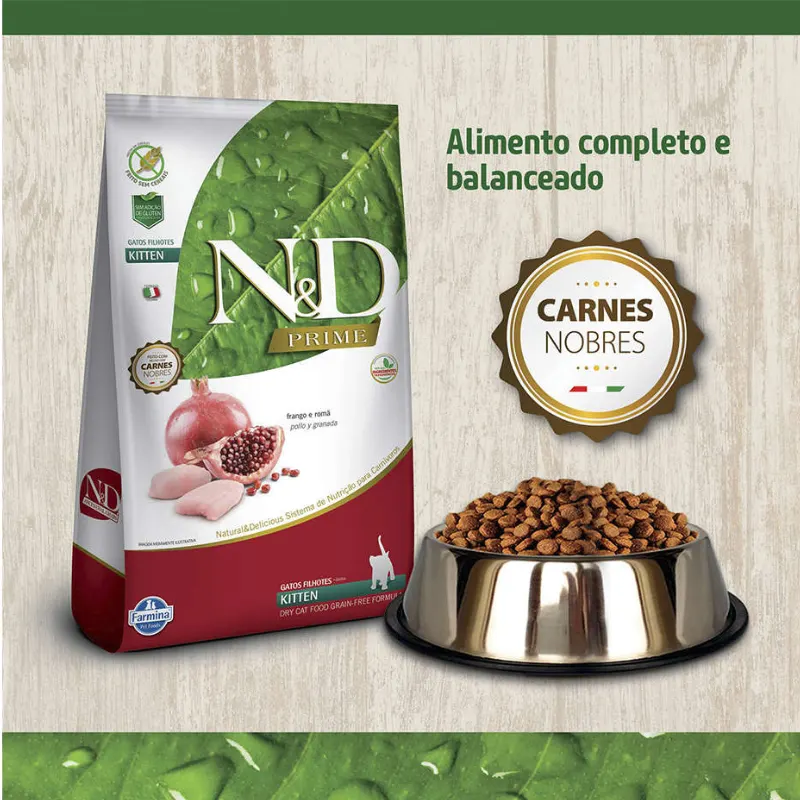 Ração N&D Prime Kitten Gatos Filhotes Frango e Romã 1,5 kg