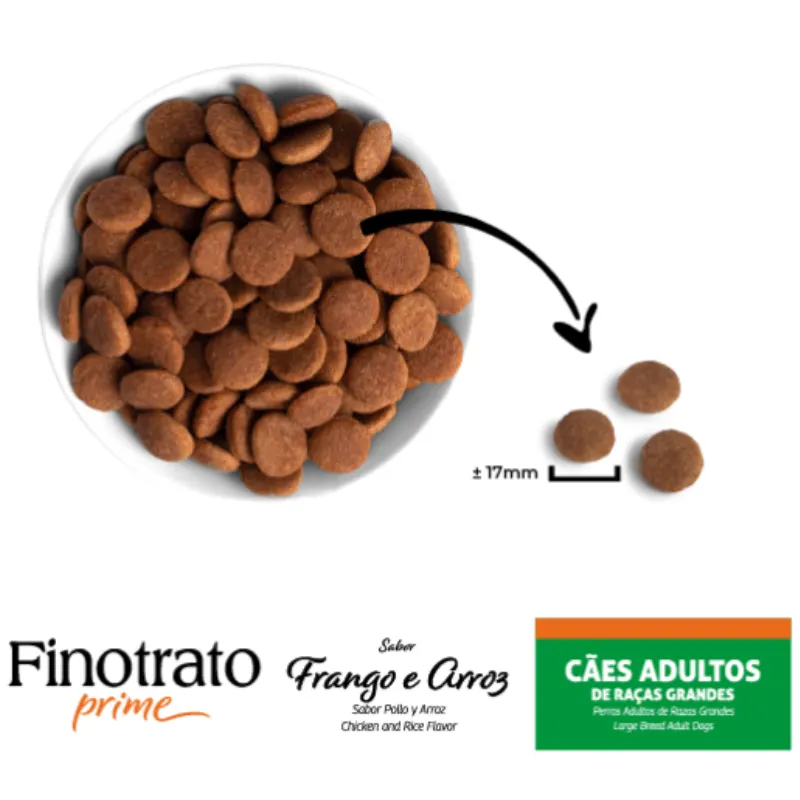 Ração Finotrato Prime Frango e Arroz para Cães Adultos de Raças Grandes