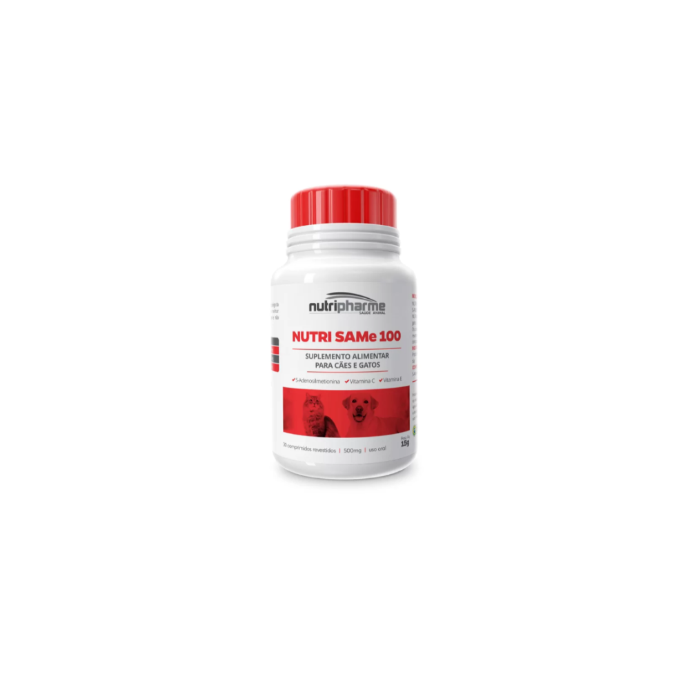 Suplemento Alimentar Nutripharme Nutri SAMe 100 Cães e Gatos 30 Comprimidos