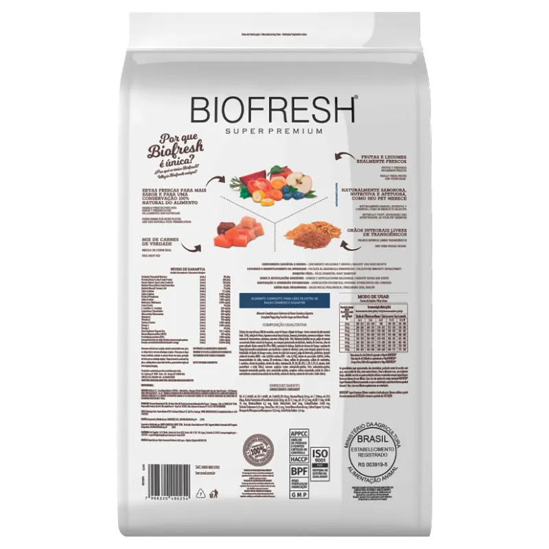 Ração Biofresh Cão Filhote Grande e Gigante Mix Carne