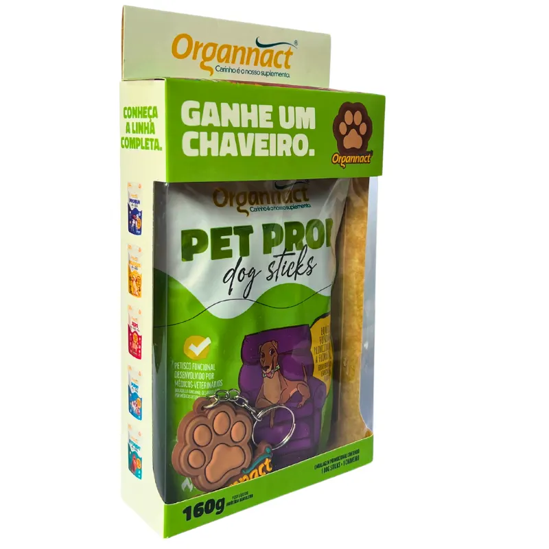 Kit Pet Probiótico Organnact Dog Sticks 160 g + Chaveiro