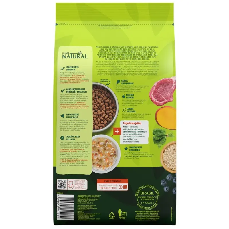 Ração Guabi Natural Cão Adulto Mini Pequeno Cordeiro e Aveia