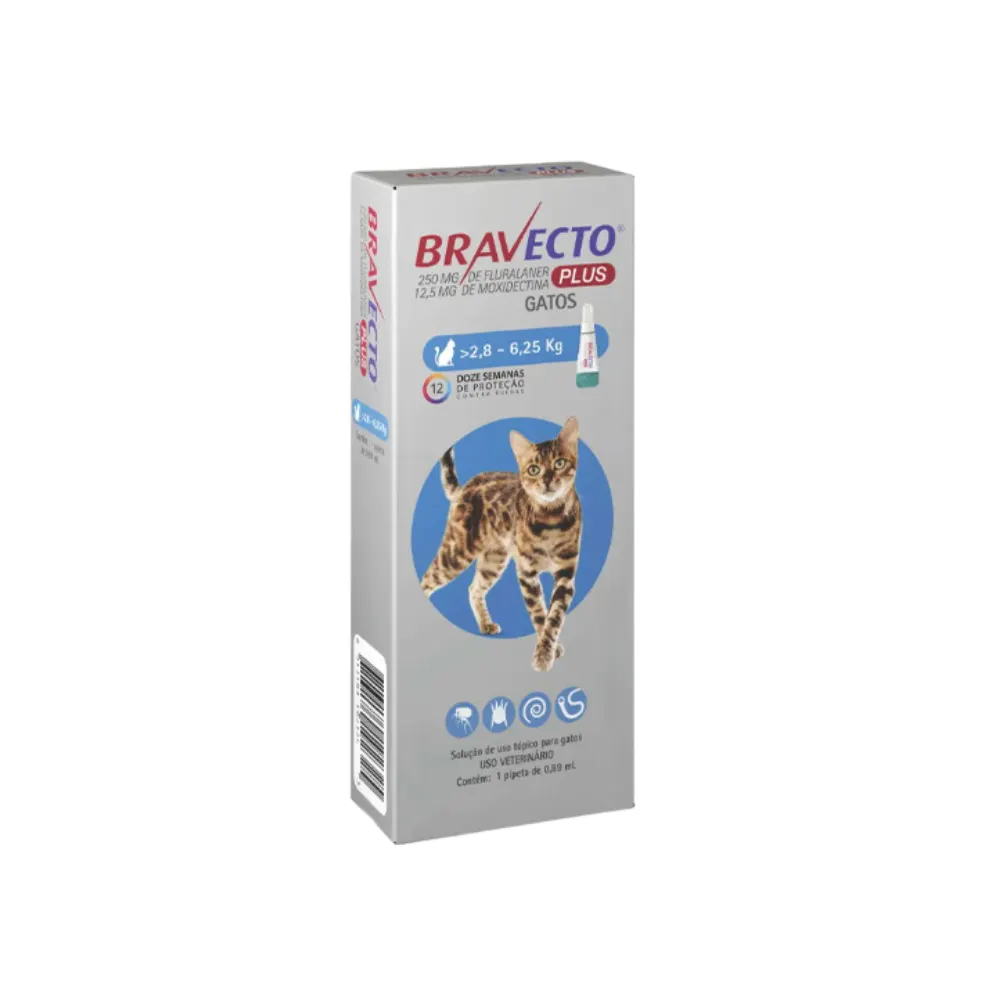 Anti Pulgas Bravecto Plus para Gatos de 2,8kg a 6,2kg