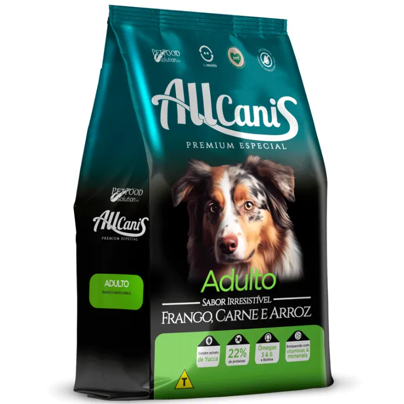 Ração Allcanis Premium Cães Adultos Frango Carne e Arroz 20 Kg