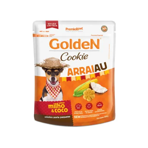 Biscoito Golden Cookie Arraiau Cães Adultos Milho/Coco 350g