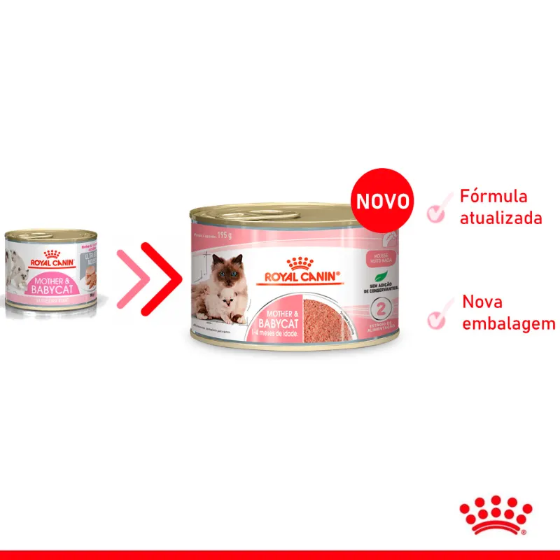 Ração Úmida Royal Canin Lata Mother & Babycat Instinctive para Gatas Gestantes/Lactantes e Gatos Filhotes 195 g