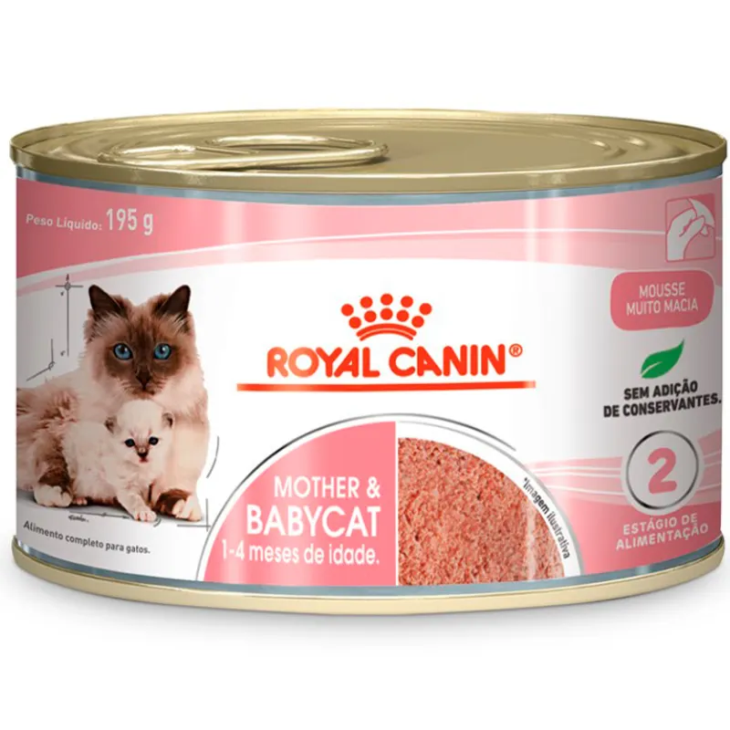 Ração Úmida Royal Canin Lata Mother & Babycat Instinctive para Gatas Gestantes/Lactantes e Gatos Filhotes 195 g