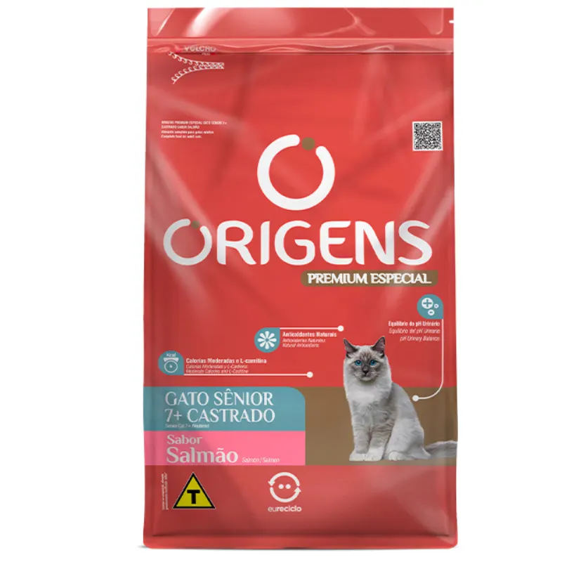 Ração Origens para Gatos Castrados Sênior Sabor Salmão 10,1 Kg