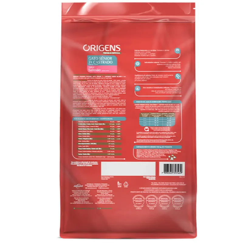 Ração Origens para Gatos Castrados Sênior Sabor Salmão 10,1 Kg