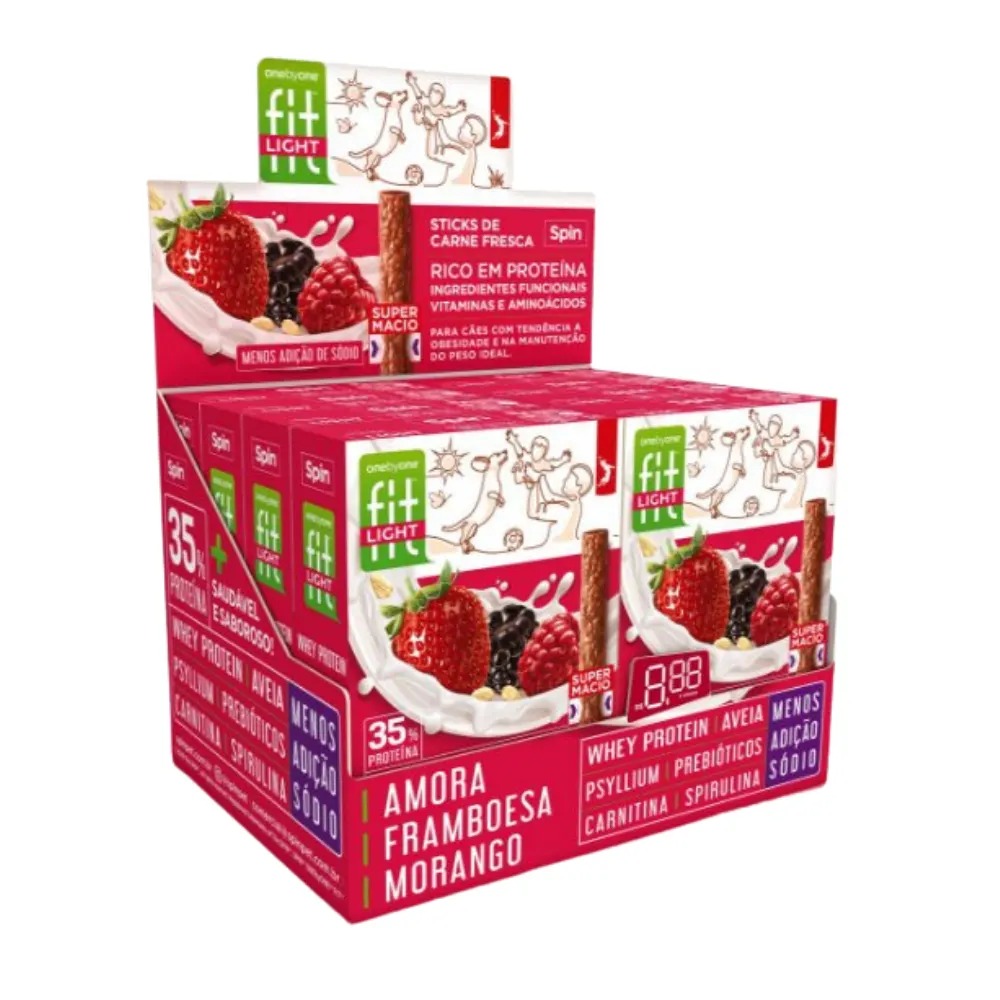 Kit 8 Stick FIT LIGHT Spin Pet Amora/Framboesa/Morango 50g